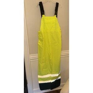 3M Brand New REFLECTIVE BIBS Rain Suit Overalls NEON YELLOW size XL Class E